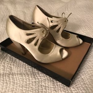 Seychelles ivory “I Do II” open toe pumps